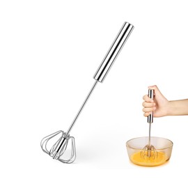 Stainless Steel Semi-Automatic Egg Whisk Hand Push Rotary Whisk Hand Push Mixer Stirrer for Blending, Whisking, Beating & Stirring