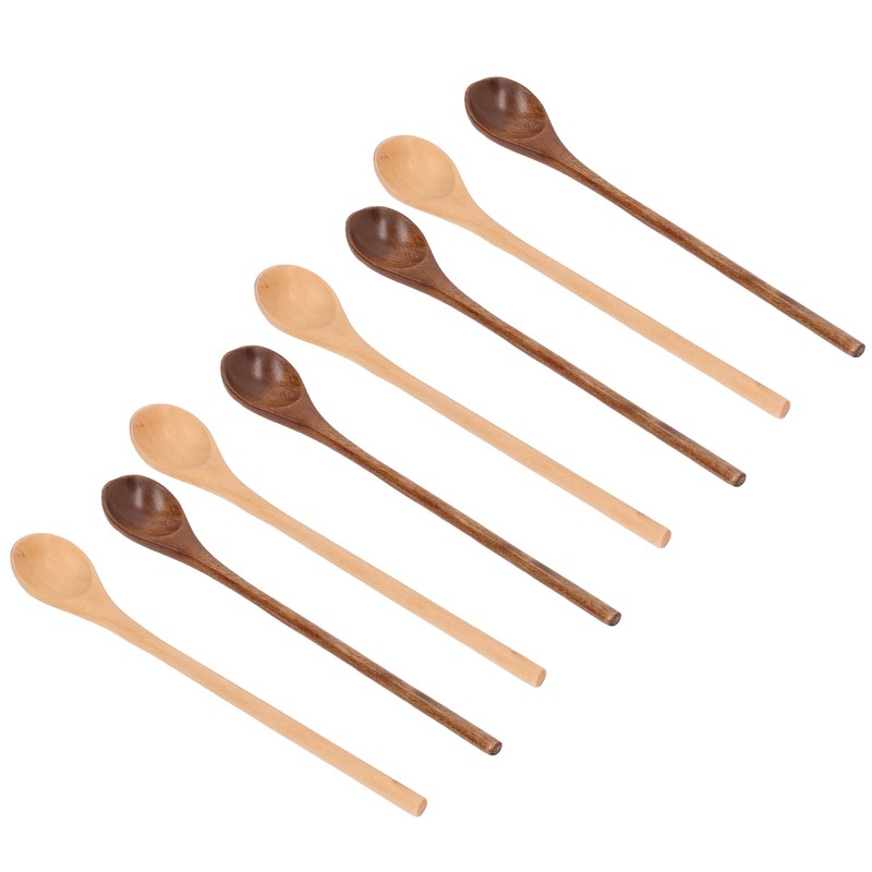 8 Pcs Wooden Spoon Beech Wood Safe Environmentally Friendly Wooden