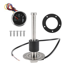 INFINAUTO Fuel Sending Unit and Gauge Kit 150mm Length Boat Fuel Sending Unit Marine Fuel Sender Unit Metal Black Silver Tone 240-33 Ohm