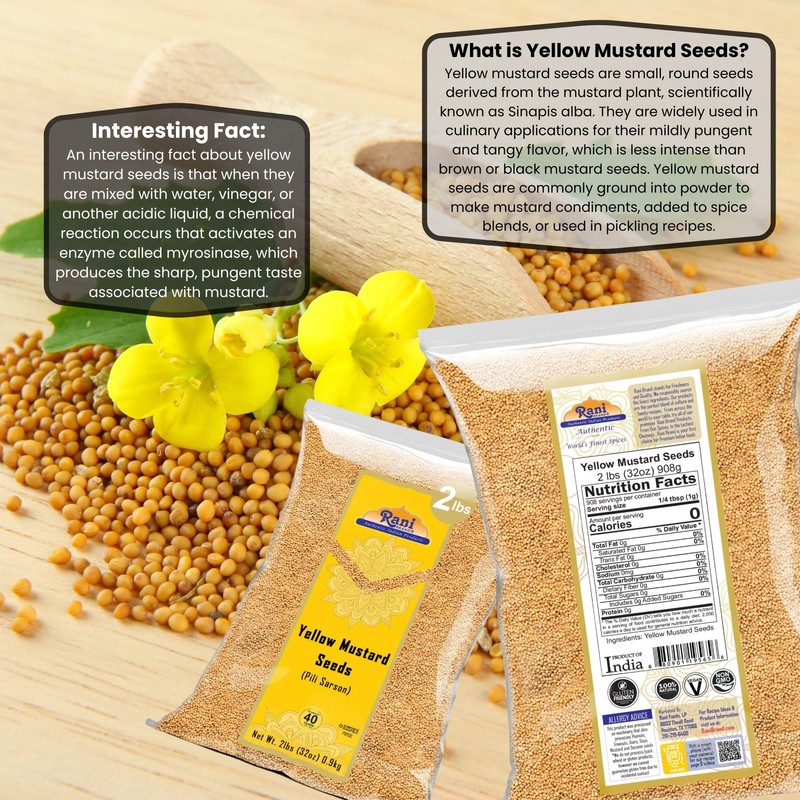 Rani Yellow Mustard Seeds Whole Spice 32oz (2lbs) 908g ~
