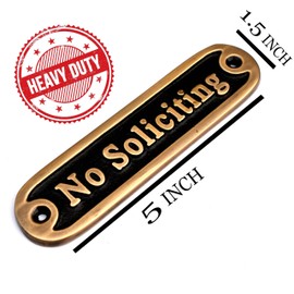 Brass No Soliciting Thank You Sign 5" - Solid Brass Wall Plaque - No Soliciting Thank You for House/Office, Self Adhesive Modern Design Door Sign, Home Decor Accessories Door Or Wall