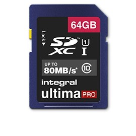 Integral INSDX64G10-80U1 UltimaPro 64 GB SDXC Class 10 Memory Card, up to 80 MB/s, U1 Rating