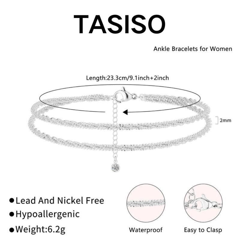 Tasiso Dainty Layered Waterproof Anklet For Women Adjustable Womens Anklet