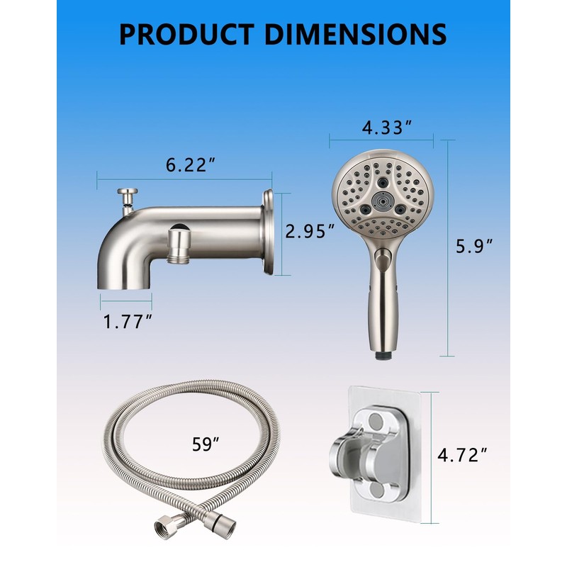 LOCALAND Bathtub Faucet with Sprayer, Tub Spout with Diverter Fits