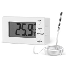 LXSZRPH Digital Oven Thermometer -58°F to 572°F/-50°C-300°C, Thermometer with Probe, High Low Temperature Alarm, LCD, White, Battery Powered (1)