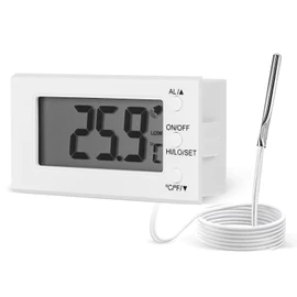Digital Oven Thermometer -58°F to 572°F/-50°C-300°C, Thermometer with Probe, High Low Temperature Alarm, LCD, White, Battery Powered (1)