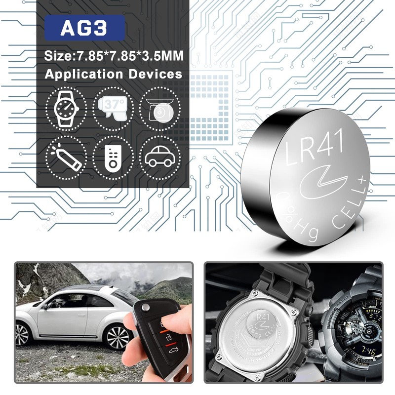 PKCELL AG3 1.5V Battery LR41 392 384 192 Button Alkaline