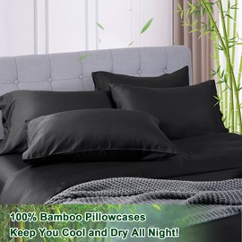 David's Home Summer Cooling Pillowcases, Queen Size Pillow Cases 2 Pack, Silky Soft Breathable Pillow Shams Cover for Hot Sleeper, Envelope Closure, 20"x30", Black