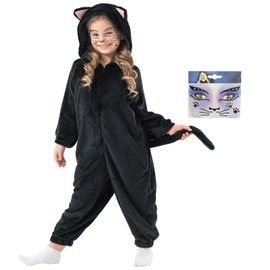 MivBuks Cat Costume Children Girls Cat Animal Costume Children's Costume Cat Child Fancy Dress Costume Plush Costume Children's Jumpsuit