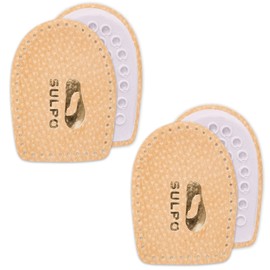 SULPO Leder Fersenkissen mit Latexschaum Fersenpolster Einlage / 2 Paare/Beige / 35-46 (35-41)