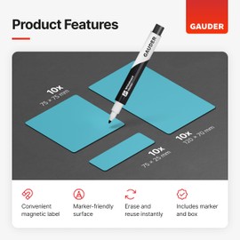 GAUDER Magnetic Dry Erase Labels | Magnetic Labels to Write on | Dry Erase Magnets for Classroom, Whiteboard & Blackboard