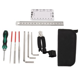 Guitar Maintenance Tool Kit Hex Wrench File Screwdriver Ruler String Action Gauge Winder Pin Puller and Storage Bag Set