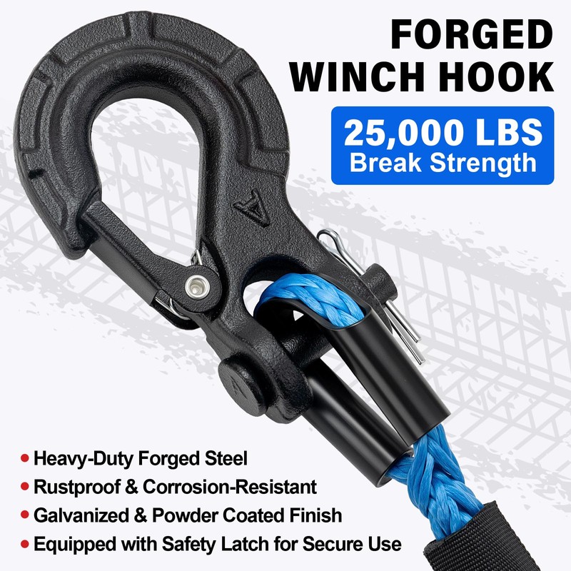 HOKINETY Synthetic Winch Rope Kit - 1/4" x 50' 10000
