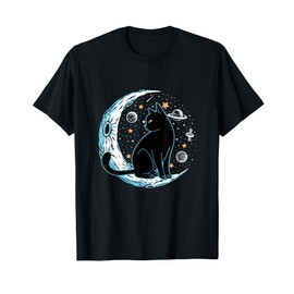 Black Cat Crescent Sailor-Moon Phases Astrology Pet Lover T-Shirt