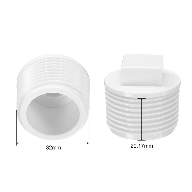sourcing map 20 Pcs PVC Pipe Male Thread Plug 1"