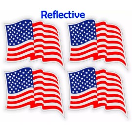 Unbranded/Generic 4x REFLECTIVE USA American Flag Hard Hat Stickers Decals Helmet Motorcycle Flags