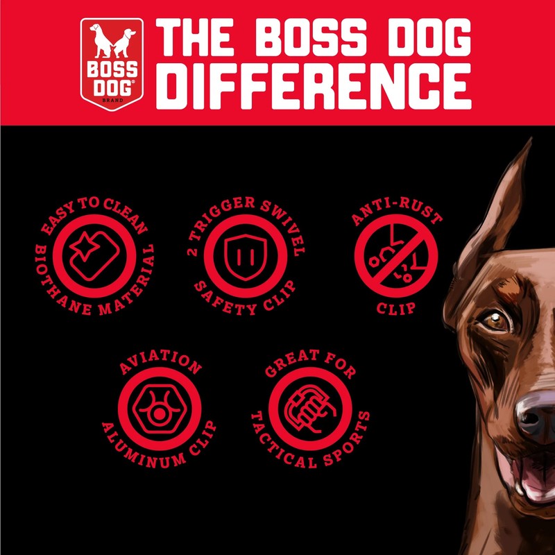 Boss Dog Tactical Polyester Webbing TPU Tracking Leash, Black, 20