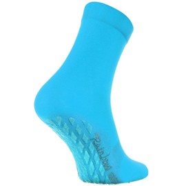 Rainbow Socks - Women Men Colourful Cotton Non Slip Grip Socks ABS - 1 Pair - Turquoise - Size 4-6