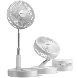 NEXAIR Premium 8" Foldable 4 Speed Portable Fan with Adjustable Height 14” – 39.5 in, Rechargeable Folding Fan For Home And Office, Quiet Floor Fan For Bedroom, Battery Operated Fan For Travel