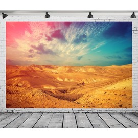 Loccor 9x6ft Fabric Israel Mountain Desert Backdrop Judean Desert Sunset Sky with Colorful Clouds Desert Dunes Background Travel Hiking Party Decorations Photo Studio Props