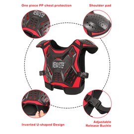 WEWAYSTEP Kids Dirt Bike Gear Motorcycle Armor, Chest Protector Motocross Motorcycle Protective Gear Motorcycle Body Armor Vest with Elbow Knee Protector Pads Suit (Orange), W-6-Kid