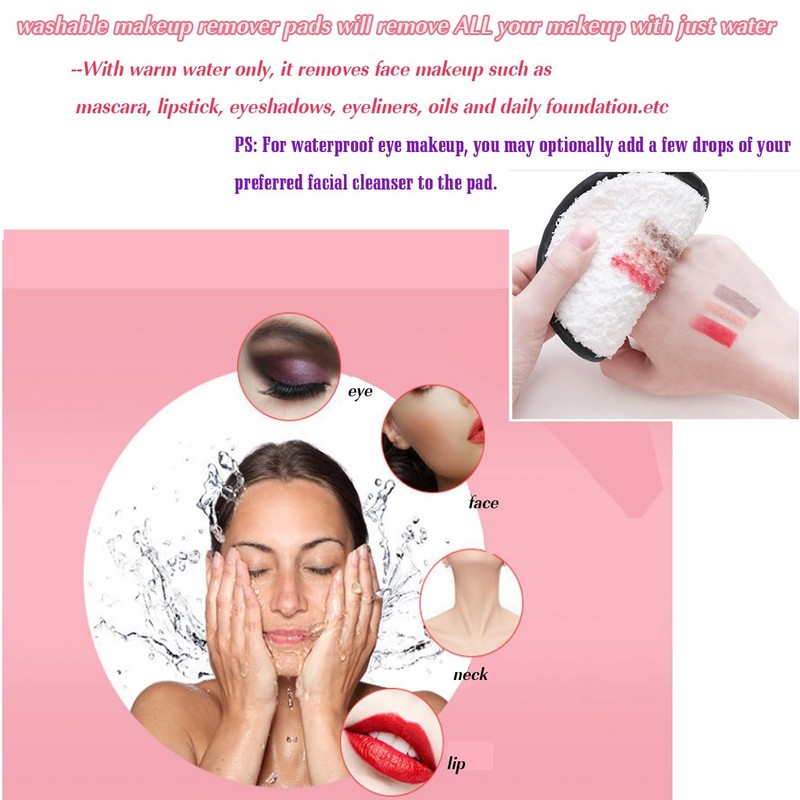 Reusable Makeup Remover Pads,6 Pack Facial Make Up Removal Wipes,
