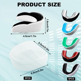 Pack of 5 Adult Sports Mouth Guards with Portable Hygiene Box, Mouth Guard Boxes, Premium Mouth Guard, Suitable for Rugby, Boxing, Martial Arts, Mixed Martial Arts, Taekwondo and Other Sports, Adults