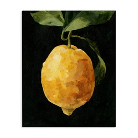 Stupell Industries Abstract Yellow Lemon on Vine Pop Over Black, Design by Emma Caroline Canvas Wall Art, 30x40