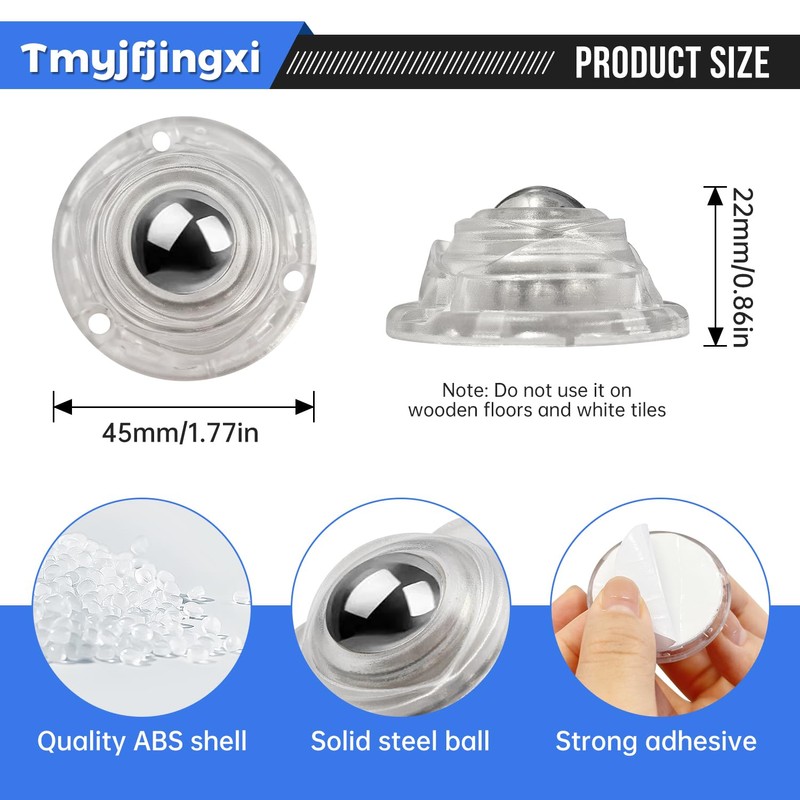 Tmyjfjingxi 16 Pack Clear Small Self Adhesive Appliance Caster Wheels