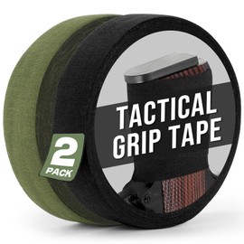 Gun Grip Tape, 1 in x 82 FT Goon Tactical Tape for Guns, Handgun, Pistol, Firearm, Rifle, Hockey, Bats, Baseball - Non-Slip, Non-Reflective Gun Tape Cotton & Synthetic Blend (Black & Green)