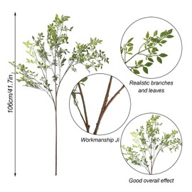 Mokylor 3Pcs Artificial Plant Leaves Bunches, 43.3 Inch Nandina Domestica Faux Greenery Branches Stems Leaves Spray Plastic Plants Branches for Vase Floral Arrangement Bouquets Greenery Decor