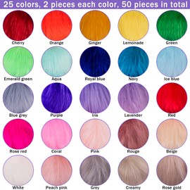 SIQUK 50 Pieces Faux Fur Pom Pom Fluffy Pom Pom Balls with Elastic Loop Faux Fox Fur Pom Pom for Hats Beanie Shoes Scarves Gloves Bags Accessories, Rainbow