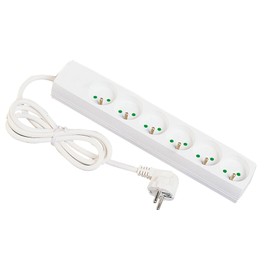 Power Strip 6 Sockets 16A + Earth Cable 1m
