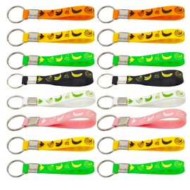 ATSMOICY 24PCS Banana Rubber Keychains - Cute Fruit Party Themed Birthday Baby Kids Party Favors Supplies Decorations Goodie Bag Favor Stuffer Stretchable Silicone Keychain