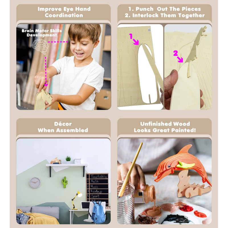 Puzzled Bottle Nose Dolphin 3D Woodcraft Construction Kit