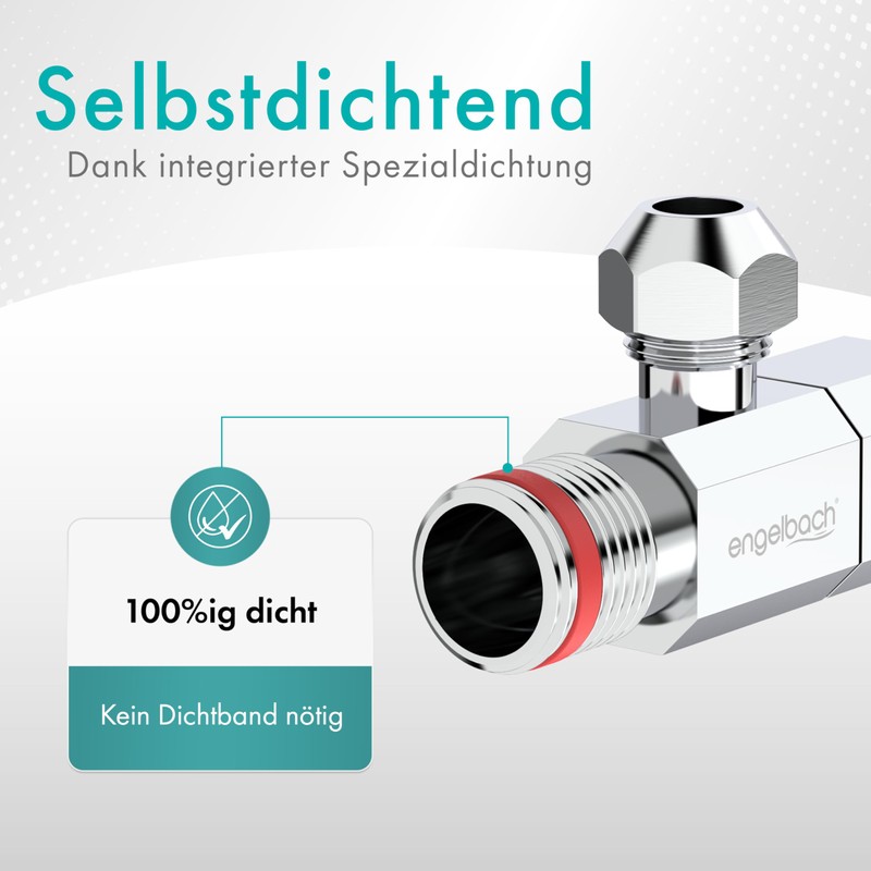 Engelbach® Universal Angle Valve 1/2 Inch Self-Sealing (Set of 2)