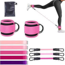 Ligas de Resistencia para Ejercicio, 11Pcs Juego de Bandas de Resistencia, Bandas de Tobillo para Entrenamiento, Equipo de Ejercicio de Glúteos para Mujeres Piernas y Glúteos Cuerpo Completo