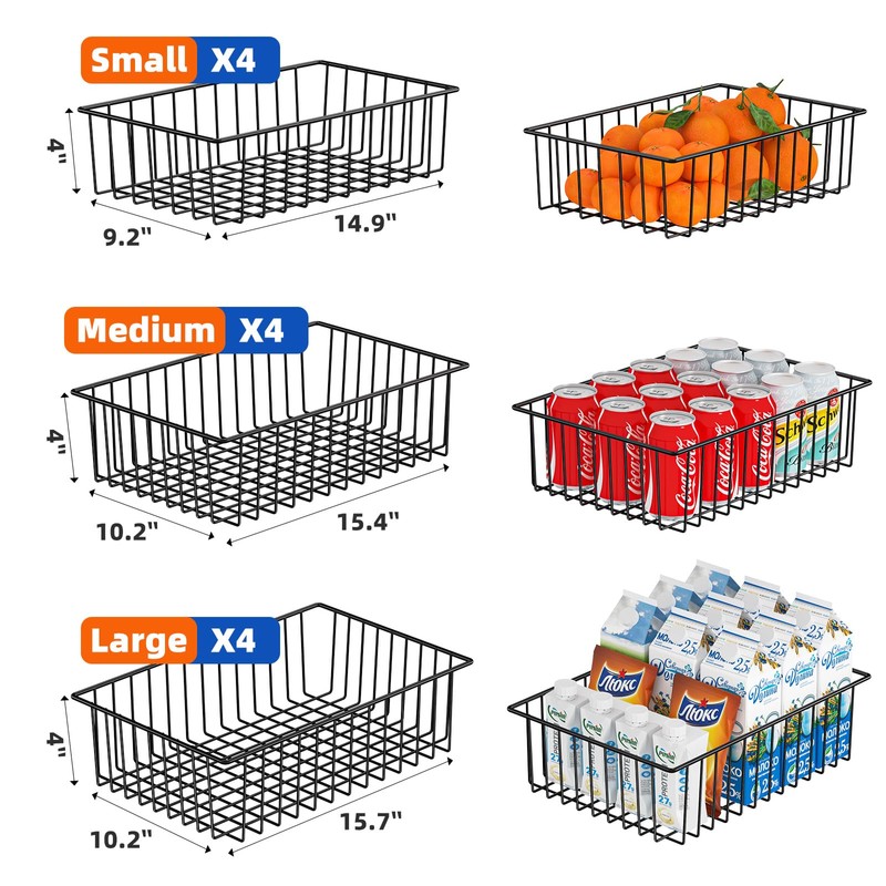 12 Pack Extra Large Wire Storage Baskets for Organizing, Pantry
