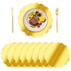 Ovveroche 150 Pcs Scalloped Laciness Gold Paper Placemat for Dinner