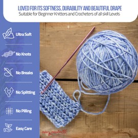 Mary Maxim Starlette Yarn - Acrylic Worsted Weight Yarn 4, Crochet Yarn, Knitting Yarn for Blankets, Clothing, Crafts, 180 Yards, Light Denim Heather