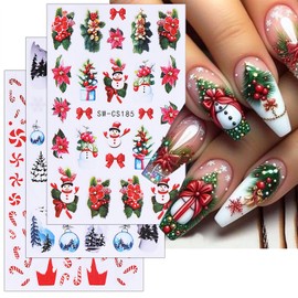 6 Sheets Snowman Nail Decals for Nail Art Snow Christmas Tree Nail Stickers 3D Self-Adhesive Christmas Gifts Nail Art Supplies Christmas Nail Art Stickers for Women Girls Nail Decoration Accessories