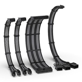 EZDIY-FAB Kit de cables con funda PCIE 5.0 12VHPWR, extensión de cable de fuente de alimentación 16AWG, cable con funda para PC PSU, cable 24PIN-ATX/(4+4) PIN-EPS/(12+4) a 3X 8 PIN PCIE- Cable de