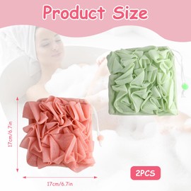 Loofah Washcloth 2 PCS, Bar Soap Loofahs Pouch Soft 2-in-1, Loofah with Soap Inside Exfoliating, Gentle Cleansing & Smooth Skin, for All Skin Types Face & Body