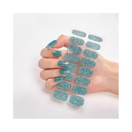 Generic 16Pcs Glitter Gold Pure Color Full Nail Wraps Nail Polish Sticker Thick Cs031 Nail Wraps Stickers Manicure Supplies for Women Nails Full Long Lasting Easy Apply and Remove