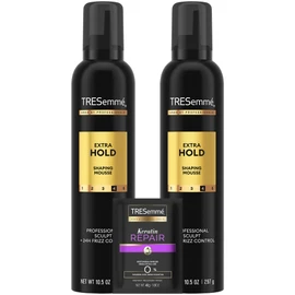 TRESemmé Shaping Mousse, Extra Hold 2-Pack – Moisturizing Hair Mousse for Sculpting, 24H Frizz Control + Keratin Mask