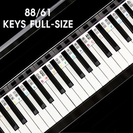 Piano Keyboard Stickers for Beginners and Kids,88/61 Key Full Size Removable Piano Keyboard Note Labels,Silicone Piano Key Stickers for Learning, Reusable Comes with Box (Rainbow Colours)