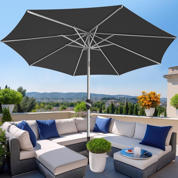 wikiwiki 9 FT Aluminum Outdoor Patio Umbrella, 5-YEAR Fade-Resistant Outdoor