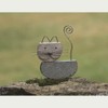 Ancient Graffiti Critters Cat Natural River Stone with Wire