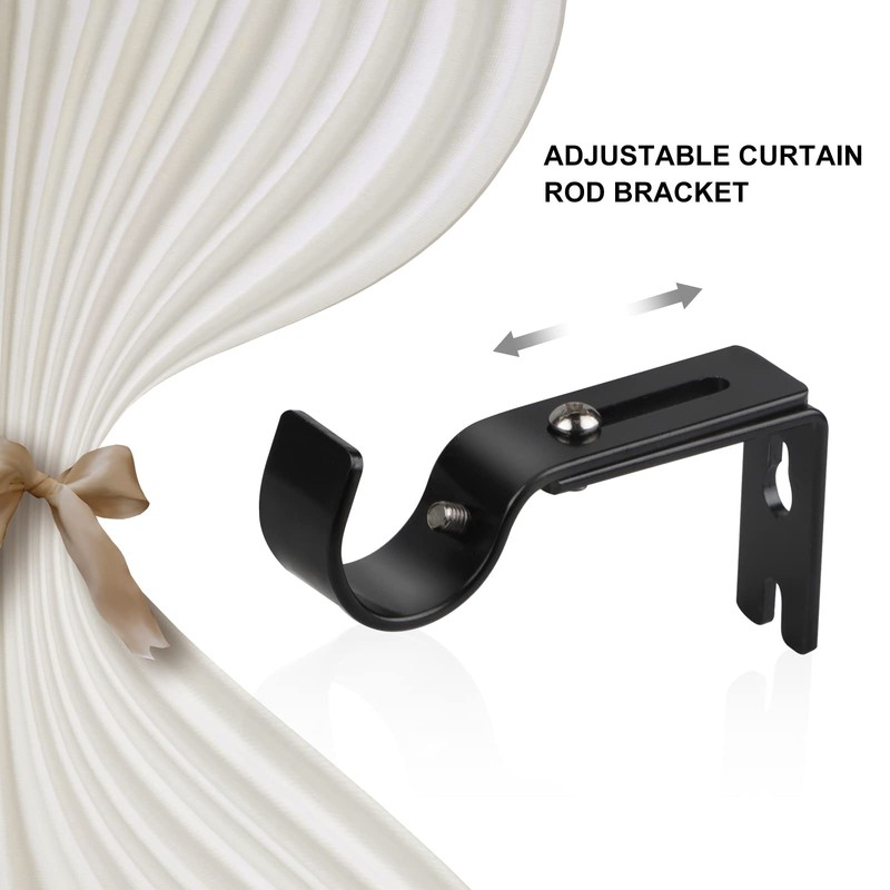 EXLECO 3 Pieces Curtain Rod Bracket Adjustable Metal Wall Mount