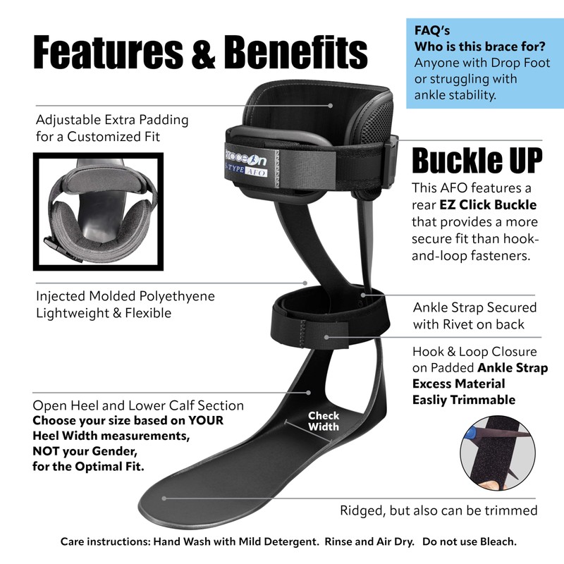Brace On AFO S-Type - Drop Foot Stabilizer Brace, Moldable,